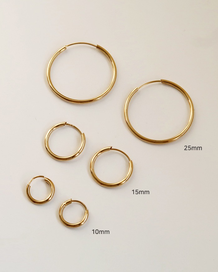 [925 Silver] Basic hoop ring earring (3color) E 189