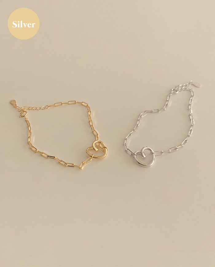 [925 Silver] Pretzels heart bracelet C 05