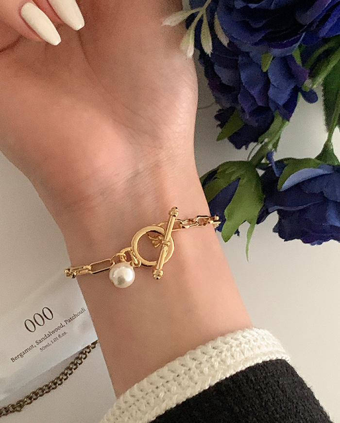 Chain circle pearl bracelet D 10