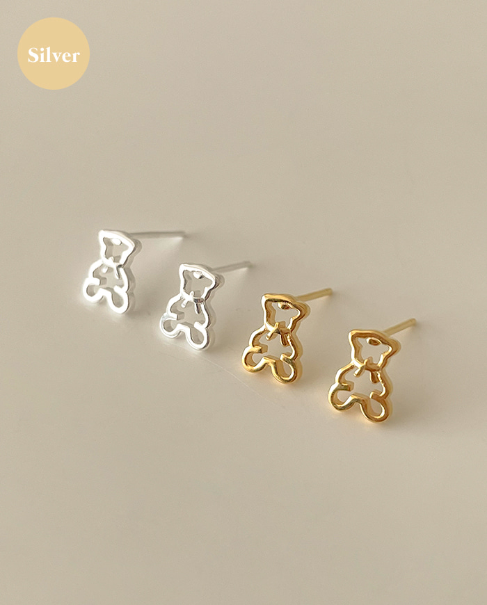 [925 silver] Bear earrings E 56