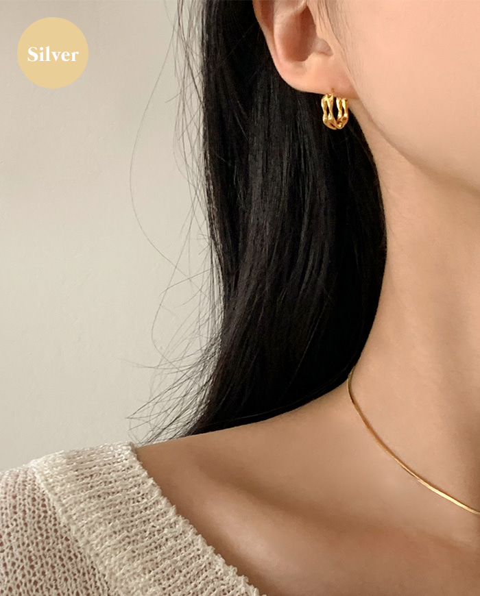 [925 silver] Double twist earrings E 160