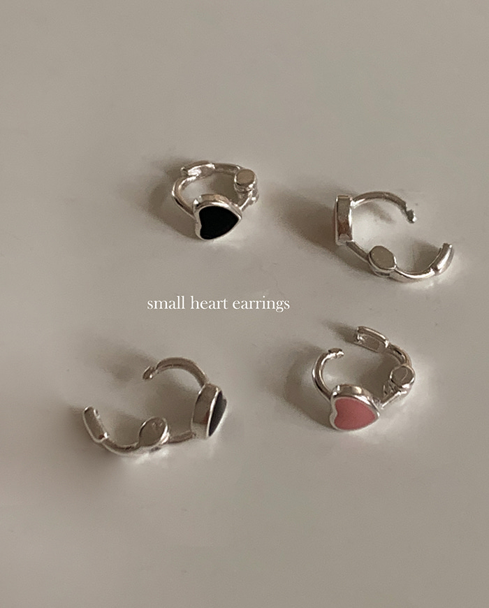 [925 Silver] Small heart earrings E 47