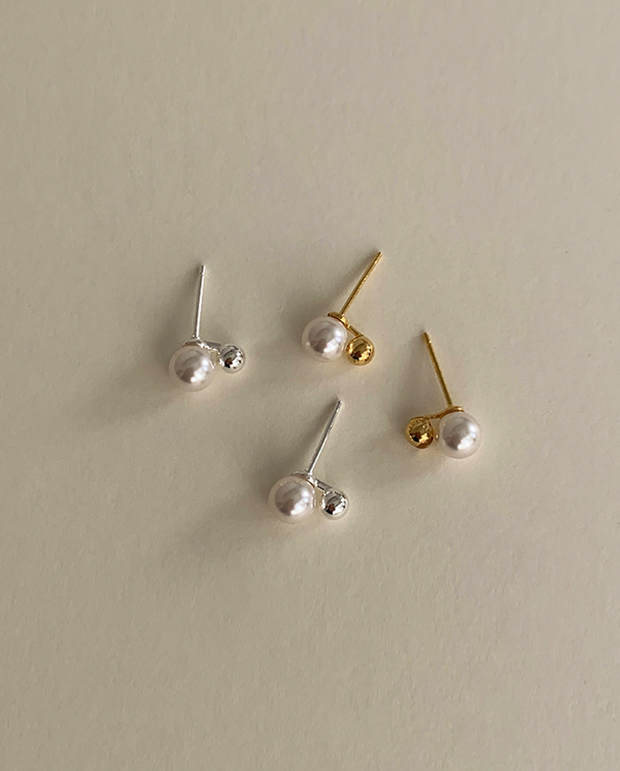 [925 Silver] Twice pearl earrings E 93