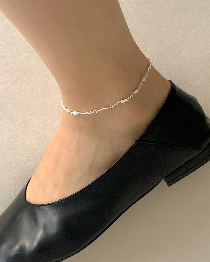 [925 Silver] Flower anklet L 19
