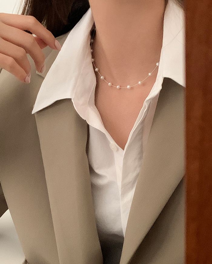 [925 Silver] Dot pearl necklace N 102