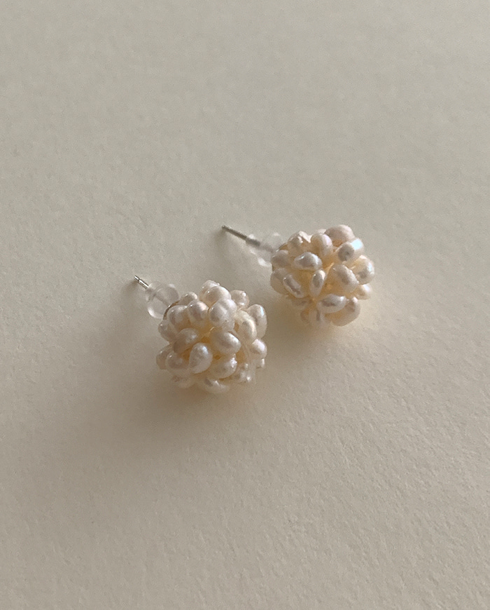 [925 Silver] Bubble Pearl Earrings E 113