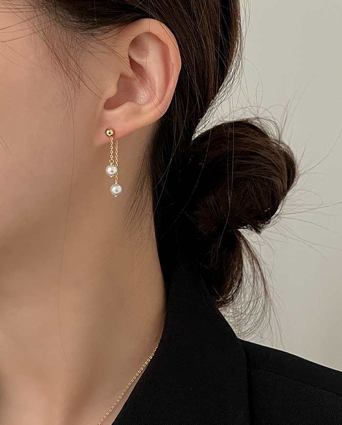 [925 Silver] Drop Pearl Earrings E 210
