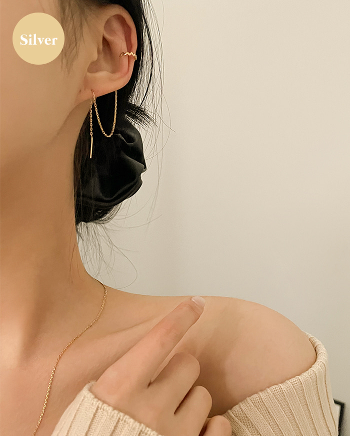 [925 Silver] Wave earcuff E 60