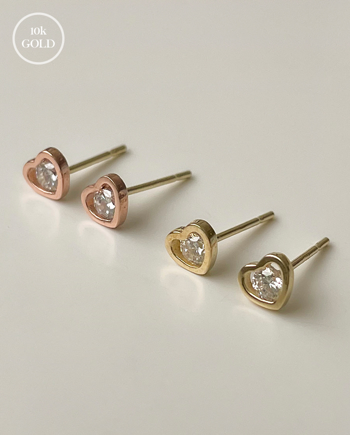 [10k gold] Heart mini earrings E 120