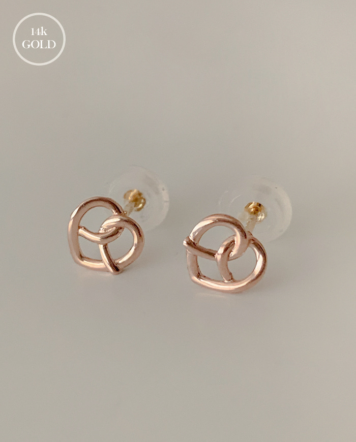 [14k gold] Pretzel heart earrings E 127