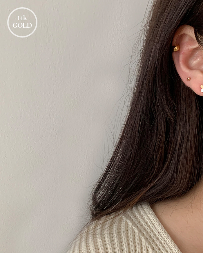 [14k gold] Choi heart earrings E 117