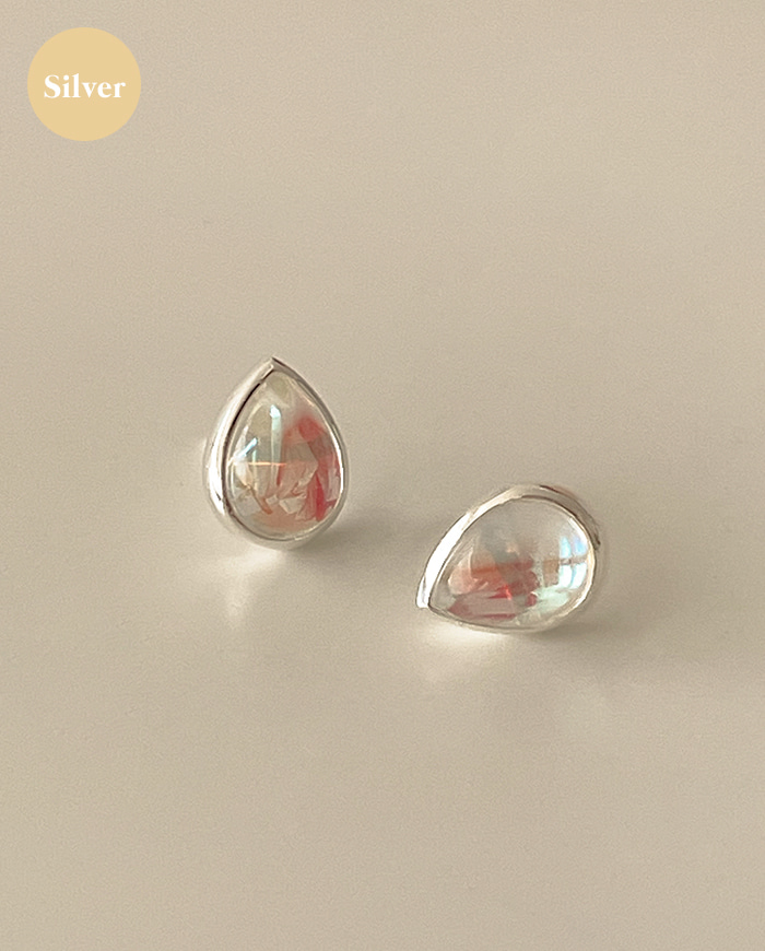 [925 silver] Water droplets crystal earrings E 149