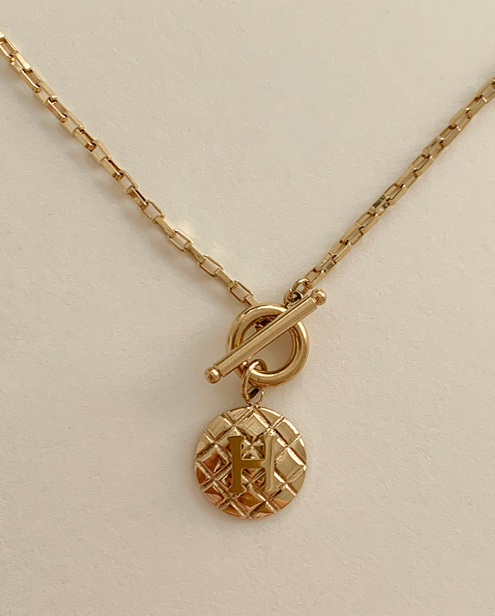 [써지컬] H pattern lock necklace N 87