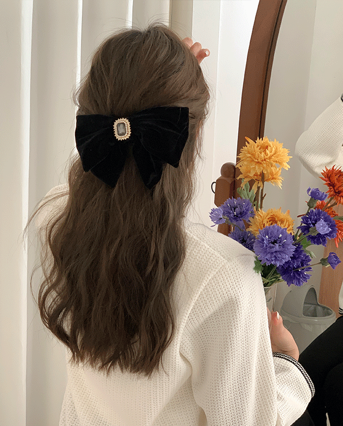 Velvet ribbon hairpin (* 2 type) H 62
