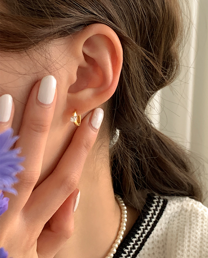 [925 Silver] Half ring earrings E 07